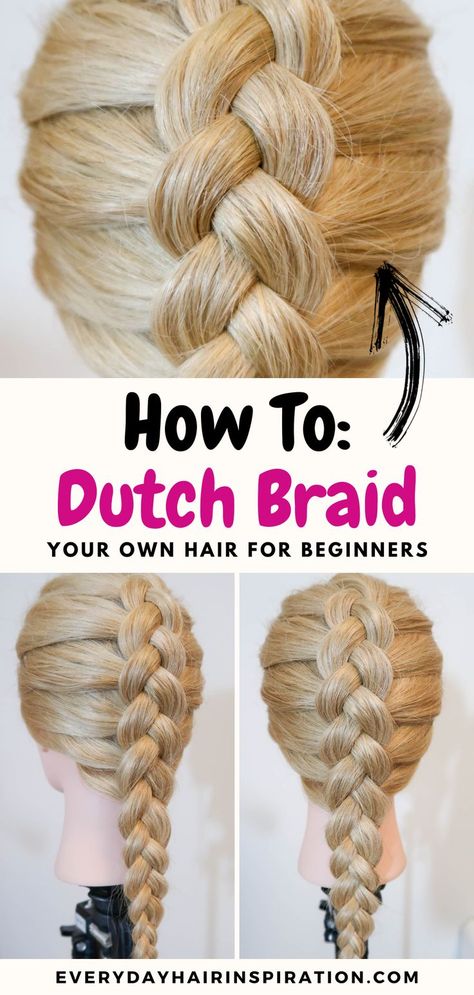 Dutch braids for beginners Overnight Heatless Waves, Hair For Beginners, Blond Rose, Braid Your Own Hair, Dutch Braid Tutorial, French Braids Tutorial, Heatless Waves, Tan Skin Blonde Hair, How To Braid