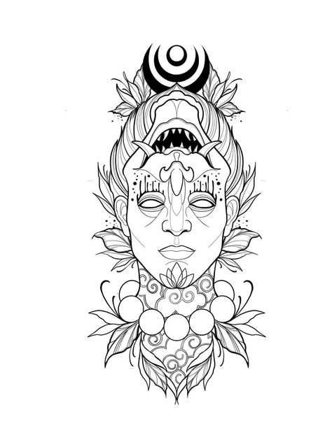 Double face tattoo Two Face Tattoo Design, Japanese 3 Faces Tattoo, Double Face Tattoo Design, Upside Down Face Tattoo, Two Faced Tattoo Ideas, 2 Face Tattoo Ideas, 2 Faced Tattoo, Double Face Drawing, Mandala Face Tattoo