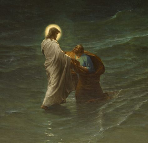 Gustave Brion, JESUS AND PETER ON THE WATER (JESUS ET PIERRE SUR LES EAUX ), 1863 | Gallery 19C Jesus Walking, Image Of Jesus, Biblical Artwork, Jesus Christ Painting, Jesus Artwork, Gustave Dore, Jesus Christ Art, Catholic Images, Pictures Of Jesus Christ