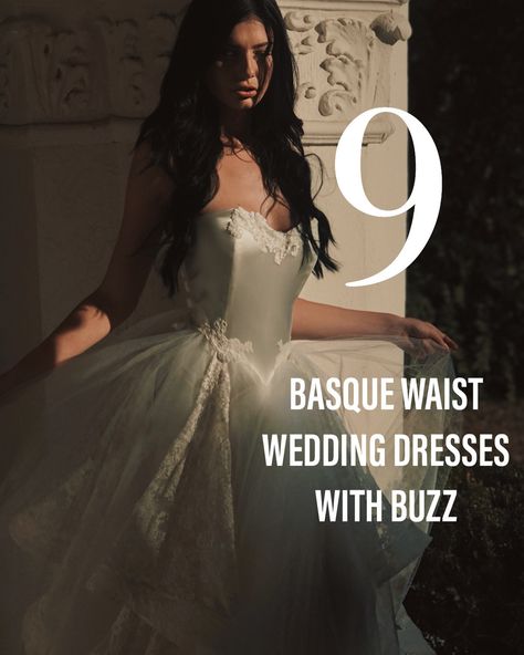 The Basque Waist Buzz… While you can actually customize many LAUREN ELAINE collection gowns to feature a Basque waist, here are some of our Lauren Elaine Basque waist beauties currently feeling the buzz… So, what exactly is a Basque waist wedding dress? This design, which traces its origins back to the 18th century, is known for its distinctive dropped waistline that extends into a V or U-shape just below the natural waist, elongating the torso and creating a flattering hourglass silhouette... Wedding Dresses For Hourglass Shape, Wedding Dress Basque Waist, Basque Waist Wedding Dress, Lauren Elaine Bridal, Waist Wedding Dress, Customizable Wedding Dress, Basque Waist, Wedding Gown Brand, Custom Wedding Gown