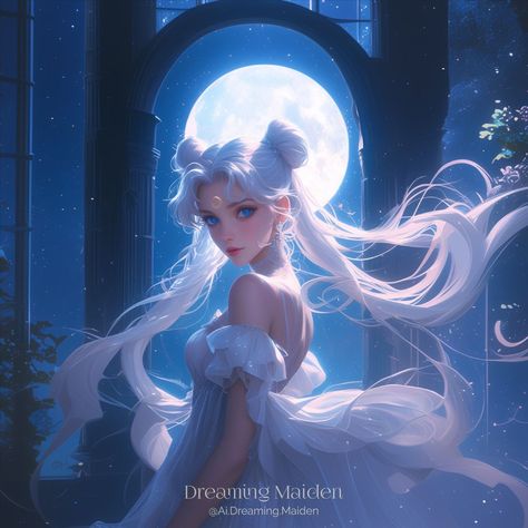 Day 7 - The Moon. Princess Serenity representing The Moon from the major arcana in tarot. . The Moon represents your worries and delusions… | Instagram Moon In The Day, Moon Oc, Chibi Usa, Queen Serenity, Neo Queen Serenity, The Major Arcana, Queen Anime, Tuxedo Mask, Sailor Moon Fan Art