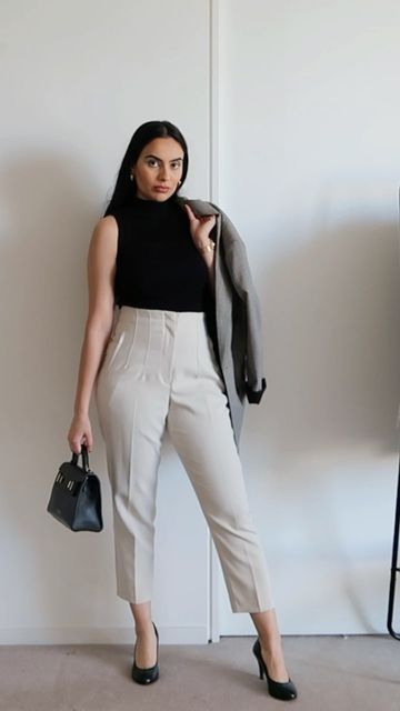 Zara High Waisted Trousers Outfit, Zara Tailored Trousers, High Waist Trousers Outfit Classy, Zara High Waisted Pants Outfit, Zara Trousers Outfit, High Waisted Trousers Outfit, Trousers Outfit Work, Trousers Styling, Outfit Informal