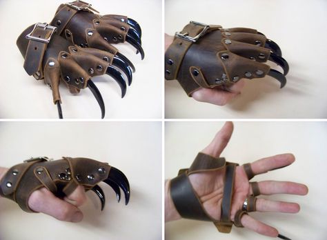 Steampunk Tendencies | Clawed gloves ~ strongholdleather http://www.steampunktendencies.com/post/77186472548/ New Group : Come to share, promote your art, your event, meet new people, crafters, artists, performers... https://www.facebook.com/groups/steampunktendencies Fantasy Items Products, Claw Gloves, Steampunk Tendencies, Object Design, Style Steampunk, Leather Armor, Steampunk Costume, Gothic Steampunk, Dieselpunk