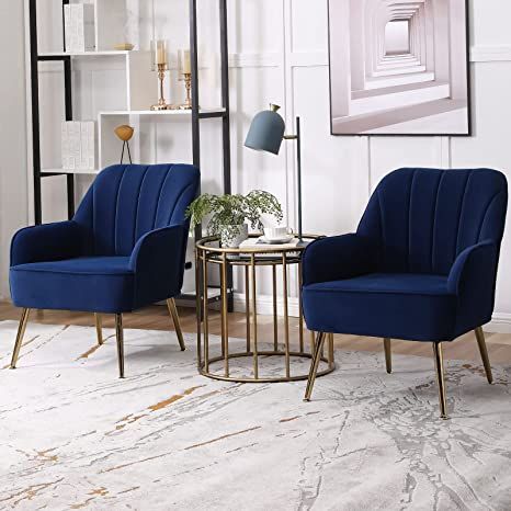 Navy Blue Armchair, Navy Blue Chairs Living Room, Blue Accent Chairs For Living Room, Single Chairs Living Room, Bagshot Park, Armchair Cozy, Navy Blue And Grey Living Room, Moody Feminine, Navy Blue Accent Chair