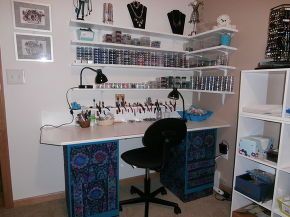 built a bead craft area, craft rooms, diy, how to, painted furniture, shelving ideas