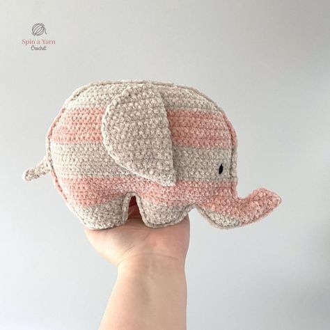 Chubby Elephant Free Crochet Pattern • Spin a Yarn Crochet Crochet Elephant Pillow, Elephant Crochet Pattern, Knit Amigurumi, Shoebox Ideas, Crochet Elephant Pattern, Amigurumi Elephant, Crochet Elephant, Haken Baby, Doll Crochet