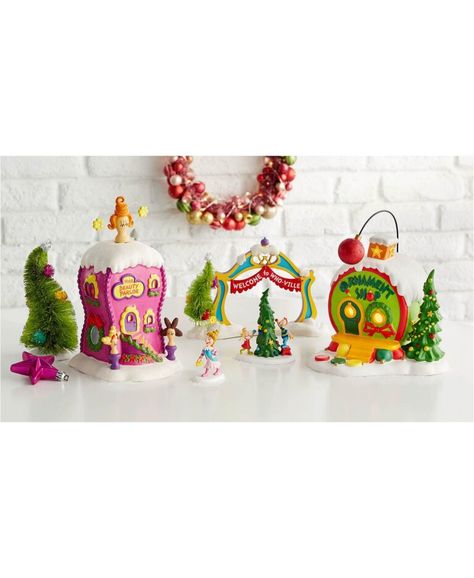 Amazon is Selling A Grinch Christmas Village So Your Heart Can Grow Three Sizes Grinch Christmas Village, A Grinch Christmas, Grinch Village, Grinch Ideas, Department 56 Christmas Village, Christmas Village Collections, Whoville Christmas, Grinch Party, Grinch Christmas Decorations