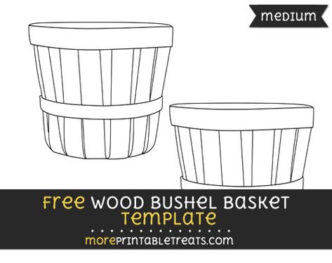 Free Wood Bushel Basket Template - Medium Apple Basket Template Free Printable, Basket Template Free Printable, Basket Template Printable, Apple Basket Craft, Preschool Apples, Basket Template, Wicker Basket Decor, Harvest Theme, Small Baskets