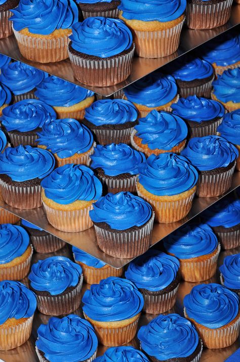 Royal Blue Cupcakes Ideas, Blue Frosted Cupcakes, Blue Frosting Cupcakes, Royal Blue Cupcakes, Cupcake Azul, Education Graduation, Frosted Cupcakes, Paris Market, Nature Party