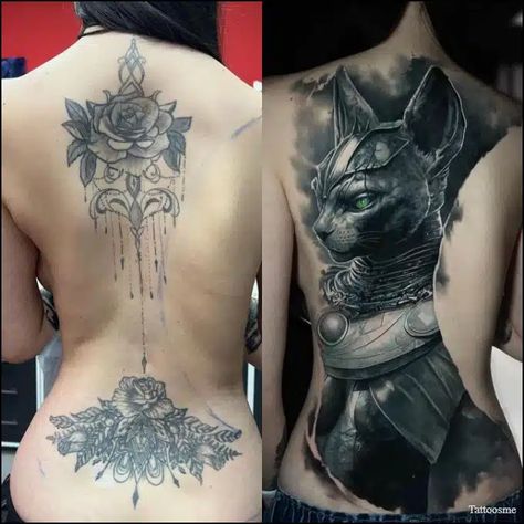 75+ Best Cover Up Tattoo Designs And Ideas For Men & Women Back Big Tattoo Women, Person Covered In Tattoos, Full Back Tattoo Women Cover Up, Back Cover Tattoo Women, Large Back Tattoo Cover Up, Women’s Back Tattoos Big, Back Tattoo Coverup Women, Full Back Tattoo Cover Up, Tattoo Cover Up Words