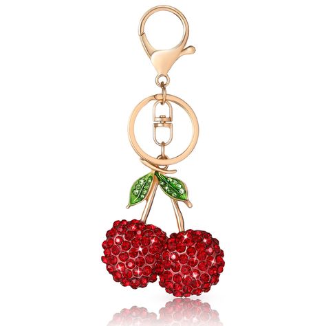 PRICES MAY VARY. [Sparkling Diamond Cherry Keychin]:Our cherry keychain features a vibrant red and green color combination with a delicate cherry shape that gives it a spirited and playful feel.The cherry keychain features rhinestones on the surface,adding a touch of color to your accessories.The diamond cherry keychain comes with a metal carabiner and clip to securely attach to your bag or keys,making it a stylish and practical choice. [High-Quality Material]:Our cherry charm is made of zinc al Cherry Keychain, Cherry Bag, Cherry Charm, Green Color Combinations, Sparkling Diamond, Purse Charms, Birthday Gifts For Girls, Sparkle Diamonds, Handbag Purse