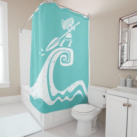 Moana Bathroom, Nautical Shower Curtain, Casa Disney, Disney House, Custom Shower Curtain, Modern Chic Design, Plastic Shower Curtain, Cotton Shower Curtain, Custom Shower Curtains