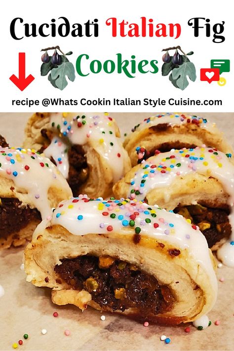 Italian Fig Cookies Cucidati Recipe, Italian Filled Cookies, Cucidati Italian Fig Cookies, Italian Fig Cookies Cucidati, Fig Cookies Recipe, Christmas Chow, Spicy Fruit, Italian Fig Cookies, Icing Glaze