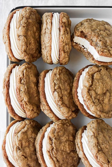 Homemade Oatmeal Cream Pies, Oatmeal Creme Pies, Oatmeal Cream Pies, Homemade Oatmeal, Cream Pies, Little Debbie, Oatmeal Cream, Peanut Butter Oatmeal, Ice Cream Sandwiches