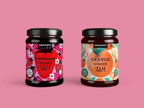 Jam Packaging and Label Design by Tasha's Design on Dribbble Packaging And Label Design, Jam Jar Labels, Ebook Template Design, Ginger Jam, Jam Packaging, Packaging And Label, Jam Label, Tea Labels, Jar Packaging