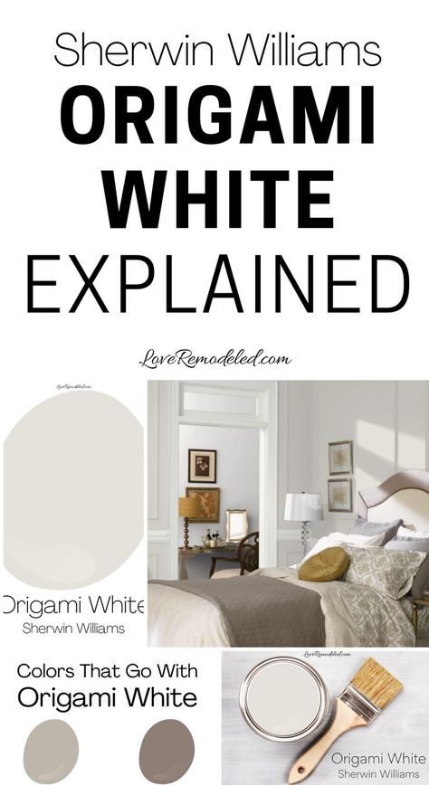 Find out all about Sherwin Williams Origami White, including whether it works on walls, cabinets and home exteriors, what the best coordinating colors are, and all about the undertones in this beautiful paint color. Sherwin Williams Origami White, Accessible Beige Sherwin Williams, Exterior Paint Sherwin Williams, Best Sherwin Williams Paint, Basement Wall Colors, White Home Exterior, Off White Paint Colors, Best Wall Paint, Bathroom Wall Colors