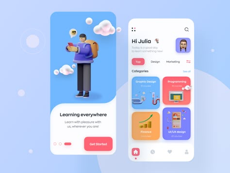 Education App Ui Design, Bank Mobile App, Desain Ux, Mobile App Interface, Ui Ux Design Trends, Ux Design Trends, Ux Design Mobile, Card Ui, Graphic Design Programs