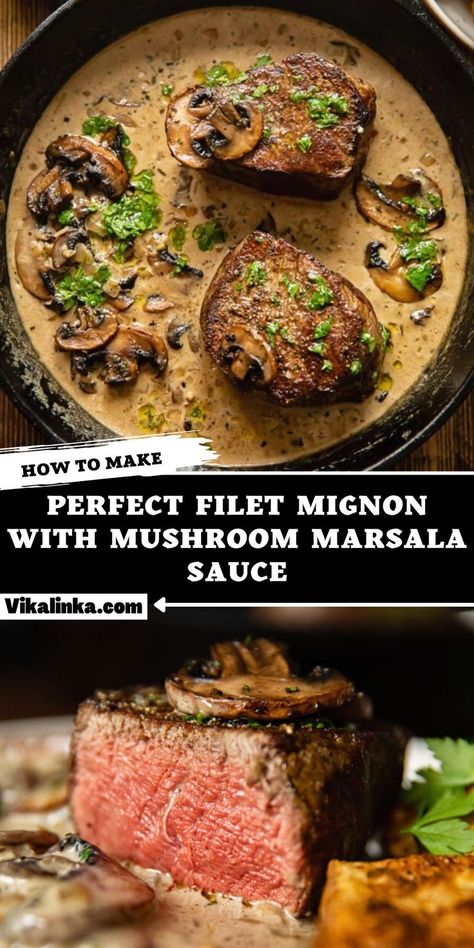 Italian Filet Mignon, Filet Mignon Marsala, Tenderloin Recipes Beef Filet Mignon, Essen, Filet Mignon With Creamy Parmesan Mustard Sauce, Mushroom Sauce For Filet Mignon, Filet Mignon Recipes With Sauce, Filet Mignon With Mushrooms, Filet Marsala Recipe