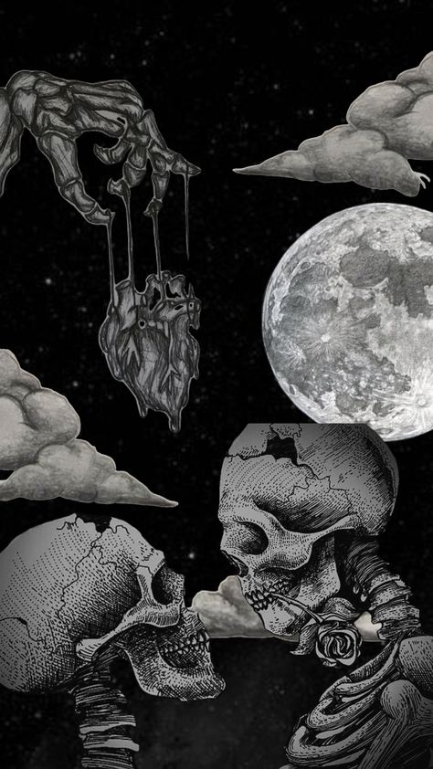 Spooky Skeletons Wallpaper, Grey Skeleton Aesthetic, Halloween Dark Aesthetic Wallpaper, Skeleton Art Aesthetic Dark, Wallpaper Backgrounds Skeleton, Skeleton Halloween Aesthetic, Skeleton Love Aesthetic, Aesthetic Skull Wallpaper, Dark Collage Aesthetic