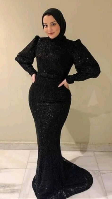 hijab soiree dresses | Pinterest Dinner Dress Classy Black, Black Wedding Dress Hijab, Hijab Evening Dress Classy, Black Soiree Dress, Classy Black Dresses, Black Dress Hijab, Hijabi Soiree, Dresses Soiree, Soiree Dresses For Hijab