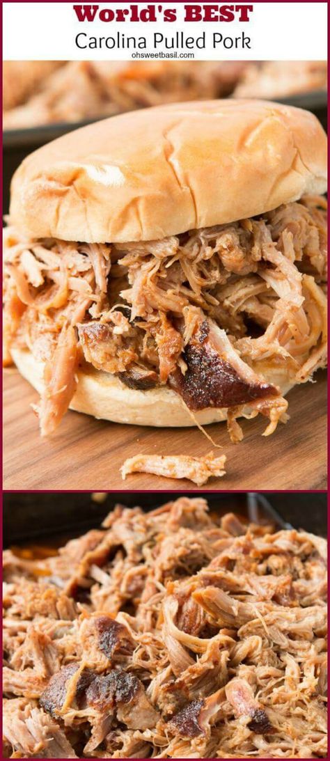 World's Best Carolina Pulled Pork Recipe [+VIDEO] - Oh Sweet Basil Pulled Pork Dry Rub, The Best Pulled Pork, Best Pulled Pork, Carolina Pulled Pork, Slow Cooked Pulled Pork, Pulled Pork Recipes, Bbq Pulled Pork, Dry Rub, Bbq Pork