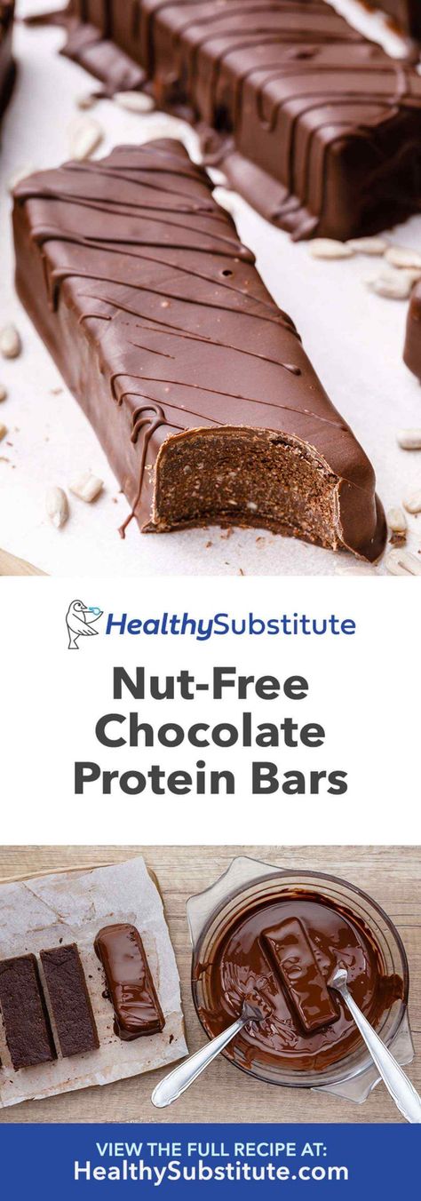 Double Chocolate Nut-Free Protein Bars (Keto and Paleo-friendly) - Healthy Substitute Ella Vegan, Low Carb Protein Bars, Chocolate Protein Bars, Protein Bars Homemade, Protein Bar Recipes, Healthy Nuts, Low Carb Protein, Healthy Substitutions, Paleo Treats