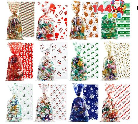 Cute Individual gift bags from Amazon Holiday Treats Christmas, Christmas Goodie Bags, Treats Christmas, Xmas Treats, Christmas Treat Bags, Candy Cookie, Ribbon Candy, Cookie Bags, Christmas Treat