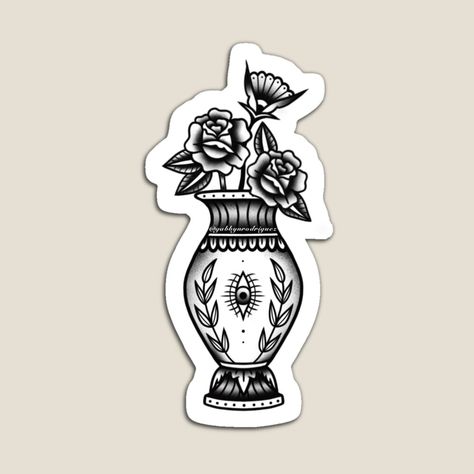 Traditional Vase Tattoo Design, Tattoo Manifestation, Traditional Tattoo Vase, Vase Tattoo Design, Vase Tattoo, Traditional Vase, Backpiece Tattoo, Traditional Vases, Tattoo Test