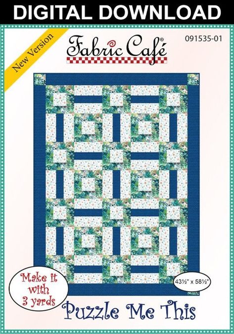 Puzzle Me This Downloadable 3-yard Quilt Pattern - Etsy Easy Quilt Patterns, How To Finish A Quilt, Lap Quilt, Fabric Bundle, Quilt Sizes, Easy Quilts, Quilt Patterns Free, Beautiful Quilts, Pattern Books