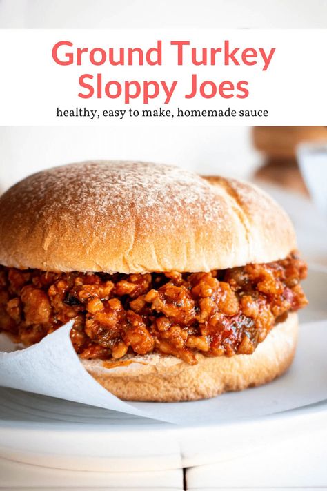 Ground Turkey Sloppy Joes, Turkey Sloppy Joes Recipe, Healthy Sloppy Joe Recipe, Healthy Sloppy Joes, Turkey Sloppy Joes, Sloppy Joes Sandwich, Slender Kitchen, Sloppy Joes Recipe, Homemade Recipe