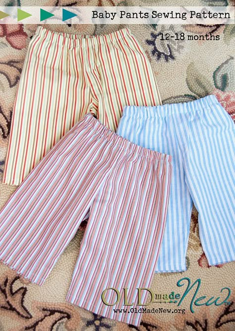 Free Baby Pants Pattern.  Also, the pattern designer shows how you can serge the elastic to the waist, instead of sewing a casing for the elastic.  Genius! Perlengkapan Bayi Diy, Pants Pattern Free, Baby Pants Pattern, Couture Bb, Diy Sy, Boy Sewing, Sewing Kids Clothes, Pants Sewing, Diy Bebe