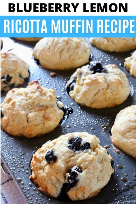 Blueberry Muffins With Ricotta Cheese, Keto Ricotta Muffins, Lemon Blueberry Cottage Cheese Muffins, Ricotta Cheese Muffins, Lemon Ricotta Muffins Healthy, Blueberry Ricotta Scones, Lemon Ricotta Blueberry Muffins, Fast Muffin Recipes, Ricotta Muffins Healthy