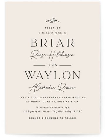 This charming design pairs simple and classic layout with soft, neutral hues. Mixed Typography, Wedding Invitations Classic, Classic Glam, Foil Stamped Wedding Invitations, Classic Invitation, Foil Pressed Wedding Invitations, Sophisticated Art, Flowers Pretty, Traditional Wedding Invitations