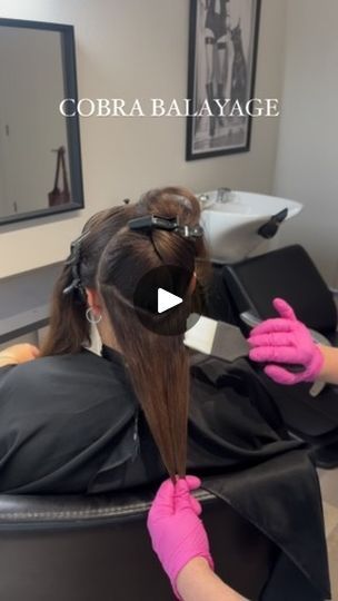 9K views · 440 reactions | One of my favorite techniques has to be cobra 🐍 balayage 

It’s the most effective and efficient balayage technique behind the chair. It’s all about enhancing your guest’s hair color. Think subtle glow up! 

@oligopro lightener allows me to get the perfect lift 
 with their innovative technology and it allows me to intermix to create the perfect lightener I need for the specific guests wants and desires! 

For this combo I used 40g Extra Blonde (the fastest of our lighteners) and 10g of Bakayage Clay to help bulk up my lightener and allows it to encapsulate the hair strands

I processed for about 20 minutes to desired lift and I didn’t need a maximum full 7-9 levels I just wanted to shift a bit! 

Toned with Calura Gloss 6NB 6AG for the perfect earthy warmth EVE Cobra Balayage, Balayage Technique, Behind The Chair, Hair Strands, Bulk Up, Innovative Technology, The Chair, Hair Strand, Innovation Technology