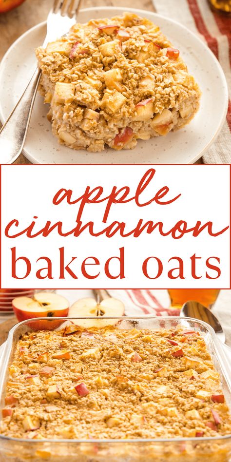 This Apple Cinnamon Baked Oatmeal recipe is made with whole grains, protein and sweetened with fruit. It's an easy healthy make-ahead breakfast with no added sugar! These baked oats are kid-friendly and perfect for serving with nut butter, maple syrup or your favourite toppings! Recipe from thebusybaker.ca! #applecinnamonbakedoatmeal #bakedoatmeal #bakedoats #easybreakfast #healthy #health #healthybreakfast via @busybakerblog Baked Oatmeal Recipes Healthy, Apple Cinnamon Baked Oatmeal, Cinnamon Baked Oatmeal, Eggless Breakfast, Baked Apple Oatmeal, Winter Breakfast, Healthy Oatmeal Recipes, Protein Baking, Healthy Food Menu