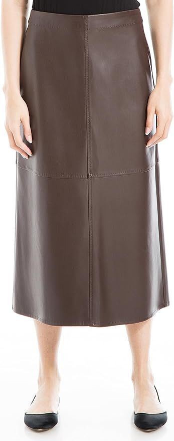 Max Studio Women's Faux Leather A-line Midi Skirt at Amazon Women’s Clothing store High Waisted Leather Skirt, Leather A Line Skirt, Essential Wardrobe Pieces, Leggings And Socks, Essential Wardrobe, Aline Skirt, Faux Leather Skirt, Max Studio, Women Skirts Midi