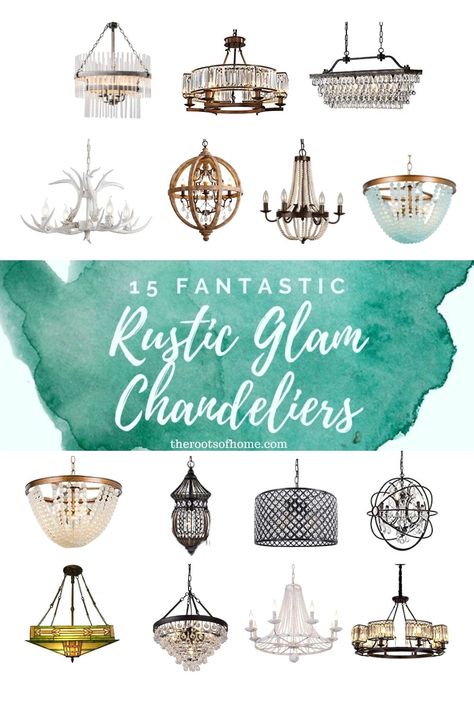 Thumbnails photos of 15 Fantastic Rustic Glam Chandeliers Rustic Glam Lighting, Rustic Crystal Chandelier Dining Room, Boho Glam Chandelier, Rustic Chandelier Farmhouse Bedroom, Rustic Chic Chandelier, Rustic Glam Bedroom Master Suite, Rustic Glam Home Decor, Farmhouse Glam Chandelier, Rustic Glam Kitchen Ideas