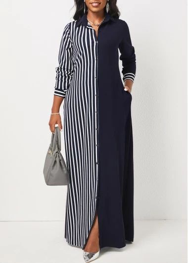 Two Color Dress Ideas, Chiffon Dress Casual Classy Plus Size, Stripe Dresses For Women, Xxl Size Dresses Style, Maxi Black Dress Outfit, Maxi Shirt Dress Outfit, Maxi Dress Designs Ideas, Plus Size Maxi Dress Outfit, Shirt Dress Designs