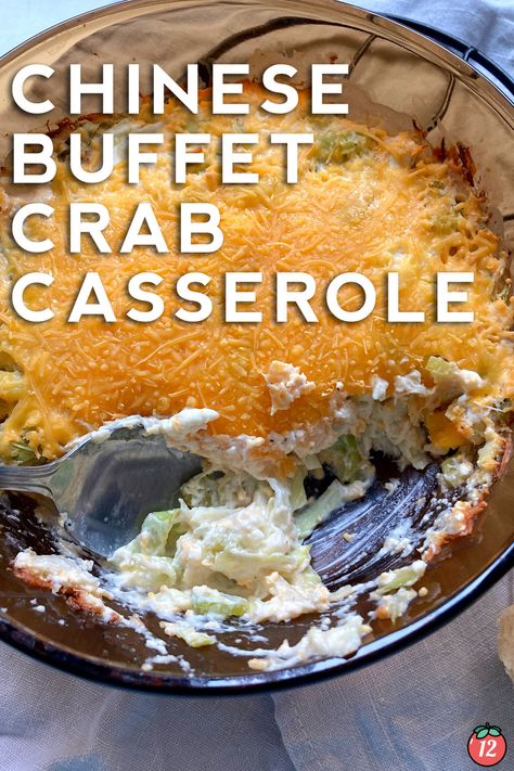 This creamy, crunchy, cheesy crab casserole is a mainstay at many Chinese Buffet Resturants Cheesy Crab Casserole, Chinese Buffet Crab Casserole Recipe, Asian Buffet, Crab Bake, Crab Casserole, Tomatoes Recipes, Chinese Buffet, 12 Tomatoes Recipes, Seafood Gumbo