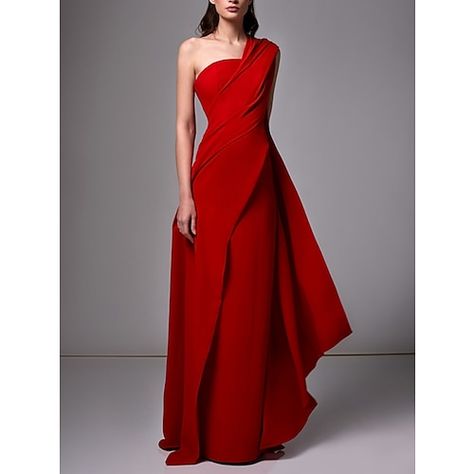 Entourage Gowns, Red Green Dress, Formal Wedding Guest Dress, Formal Wedding Guests, Gown Red, Evening Dresses Online, Dress With Pleats, Shoulder Stretch, Dresses Formal Elegant