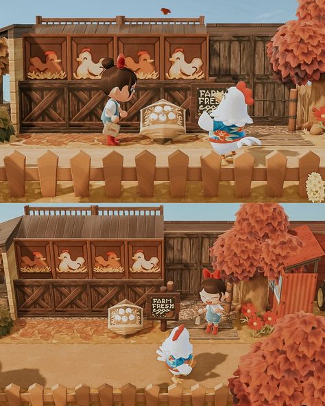 🥚 🥚 🥚 morning egg collecting (Goose has really grown on me 🥹) Adorable chicken code by @cailaprincess Thank you @acnhtreasureisland Animal crossing new horizons ACNH Nintendo switch wholesome gaming cozy design fall autumn cottagecore island idea inspiration aesthetic cosy decor build inspo game photography cute villagers small town vibes happy friendship towncore farm #acnh #acnhdesigns #acnhcommunity #acnhinspo #acnhisland #acnhvillager #acnhvillagers #acnhisland #acnhaesthetic #acnhf... Farm Acnh, Feed Chickens, Autumn Cottagecore, Game Photography, Farm Town, Cosy Decor, Acnh Cottagecore, Animal Crossing Villagers, Cozy Design