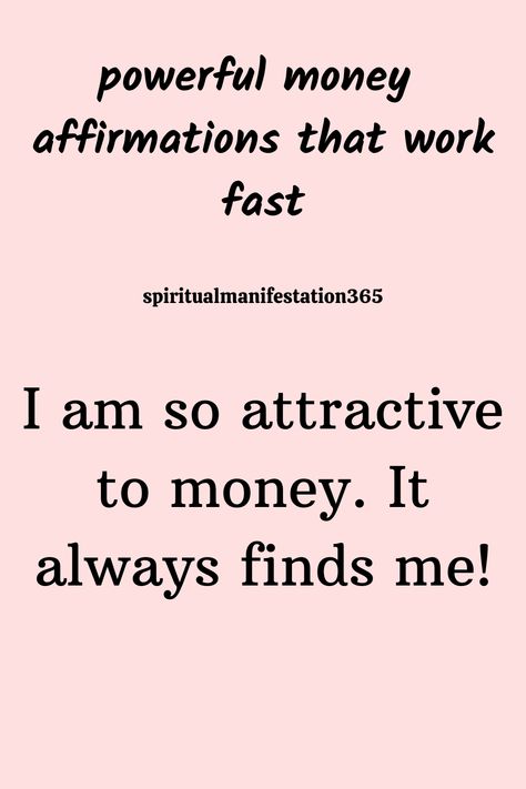 I am so attractive to money. It always finds me! It is so important to feel worthy, valuable, and deserving of the increase of money into your life. Many people do not feel worthy, or deserving, and as a result, they block or repel the money from their themselves. With this mindset, they may not even be aware of money opportunities that are available to them. Money Always Finds Its Way To Me, I Attract Money, Attracting Money, Miracle Morning, Attract Money, Attract Wealth, Money Affirmations, 2024 Vision, Take The First Step