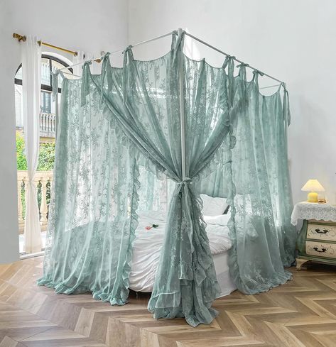 PRICES MAY VARY. 【premium Quality】Subtly textured fabric,this sheer bed curtains adds a luxe, lightweight texture to any room. Canopy size:63"Wx84"Lx78"H/(Suggested for Queen),not include canopy frame/poles,If you need bed Poles/Frame , you can purchase it from our shop too. 【Easy Set Up】A convenient Rod Pocket Design effortlessly slides over your canopy bed poles,quick and easy installation Ready to be hung right away! 【Capture Light & Add Privacy】 This subtly textured fabric sheer curtains are Curtains With Tie Backs, Sheer Lace Curtains, Bed Canopy Curtains, Curtains Bed, Bed Drapes, Canopy Bed Curtains, Canopy Curtains, Canopy Frame, Curtains For Bedroom