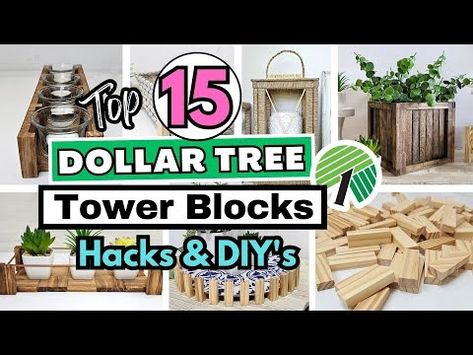 (1) Top 15 DOLLAR TREE DIYS Using TUMBLING TOWER BLOCKS | Jenga Blocks Decor DIYS - YouTube Diy Jenga Blocks Ideas, Wooden Blocks Diy, Jenga Crafts, Organizing Crafts, Dollar Tree Diys, Crafting Videos, Clothespin Crafts, Jenga Blocks, Block Candles