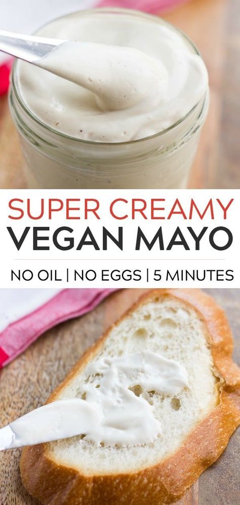 Vegan Mayo Recipe, Vegan Mayonaise, Ella Vegan, Healthy Vegan Dessert, Accidentally Vegan, Vegan Dips, Vegan Tips, Mayo Recipe, Mayonnaise Recipe