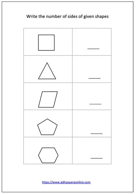 count_sides Counting Worksheet, Pre Primary, Counting Worksheets, Hindi Worksheets, Kindergarten Worksheets, Kindergarten