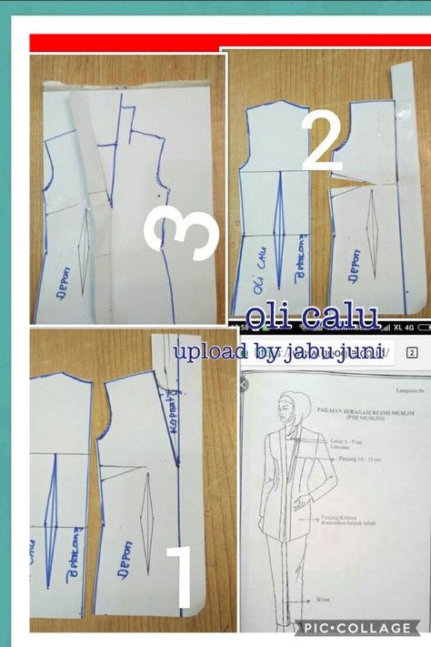 Kebaya kartini pattern Pola Kebaya Kutubaru, Pola Kebaya, Corak Krusye, Kebaya Moden, Pola Lengan, Kebaya Modern Dress, Sewing Coat, Projek Menjahit, Dress Patterns Diy