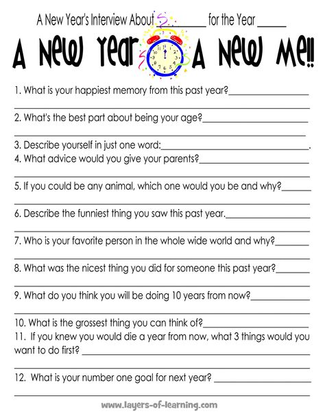 New Years Goals Template Kids, New Years Reflection Questions Kids, What To Do For New Years, New Years Activities For Kids Classroom, New Years Kids Activities, New Years With Kids, Presente Simple, New Year's Eve Activities, Kids New Years Eve