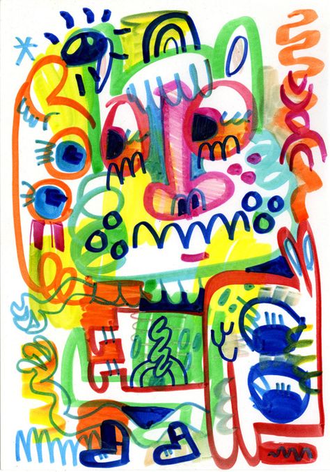 Jon Burgerman doodles won't fade for 100 years | Illustration | Creative Bloq Librarian Aesthetic, Ks3 Art, Jon Burgerman, James Rizzi, Mindfulness Art, New Year Illustration, Graffiti Doodles, Graffiti Illustration, Abstract Face Art