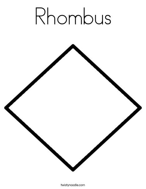 Rhombus Coloring Page - Twisty Noodle Rhombus Shape Preschool, Rhombus Worksheet Preschool, Rhombus Craft Preschool, Inkleur Prente, Letter D Worksheet, Shape Coloring Pages, Feelings Activities, Toddler Lessons, Drawing Study